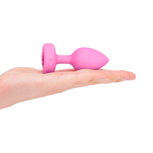b-Vibe Vibrating Heart Anal Plug with Heart-Shaped Jewel Base Small/Medium Pink - Image 7
