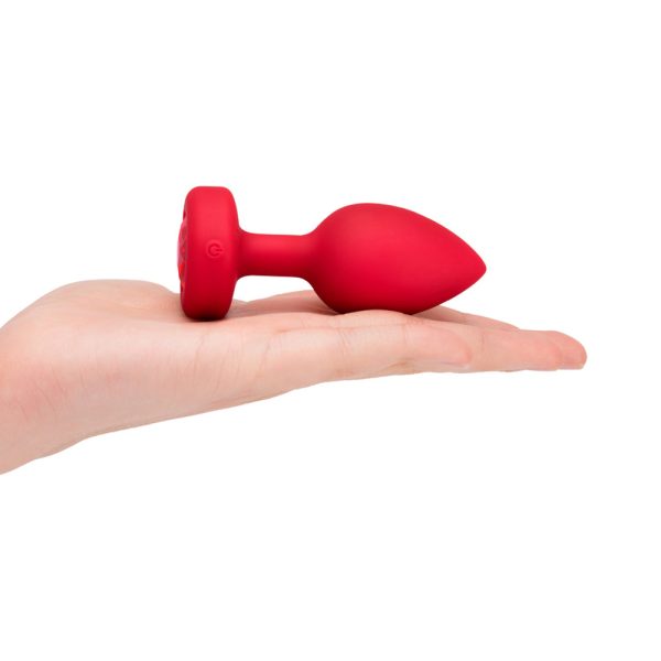 b-Vibe Vibrating Heart Anal Plug with Heart-Shaped Jewel Base Medium/Large Red - Image 7