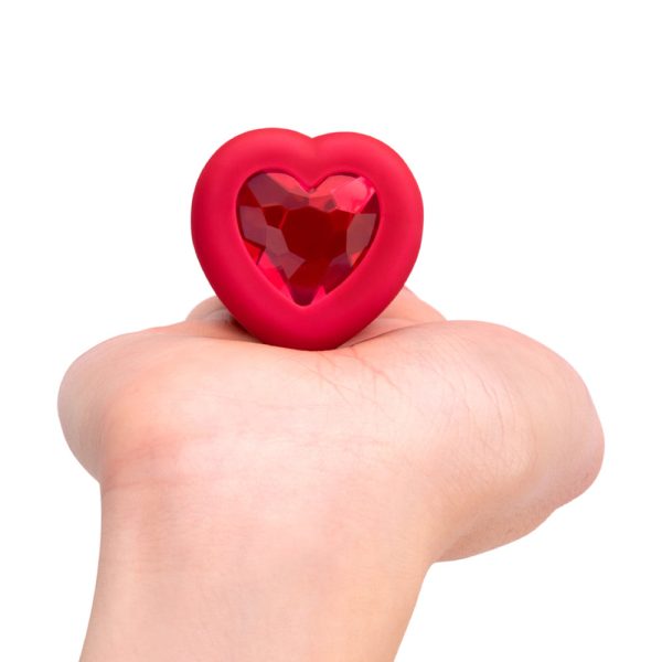 b-Vibe Vibrating Heart Anal Plug with Heart-Shaped Jewel Base Medium/Large Red - Image 8