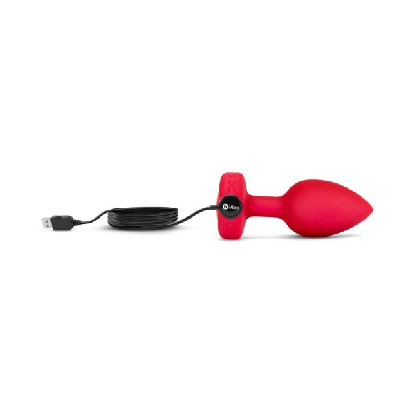 b-Vibe Vibrating Heart Anal Plug with Heart-Shaped Jewel Base Medium/Large Red - Image 9