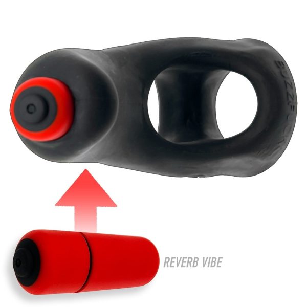 Hunkyjunk Buzzfuck Cock & Ball Sling with Taint Vibrator Tar Ice - Image 7