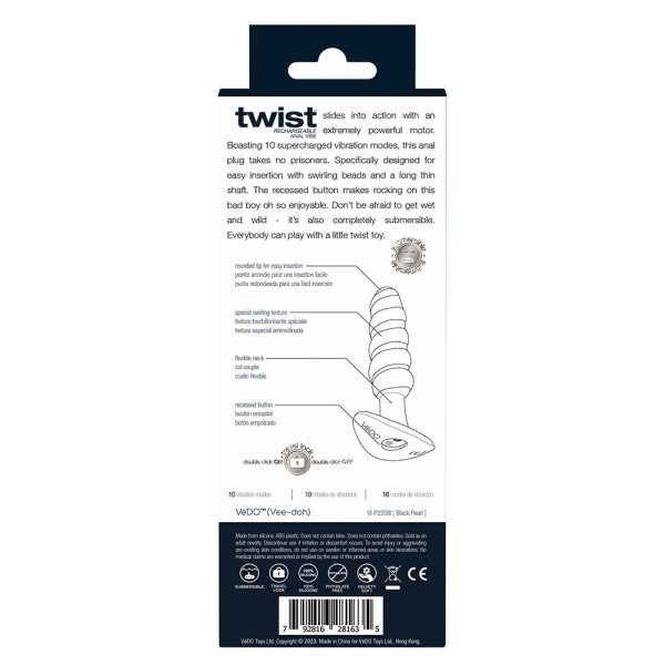 VeDO Twist Rechargeable Silicone Vibrating Anal Plug Black - Image 5