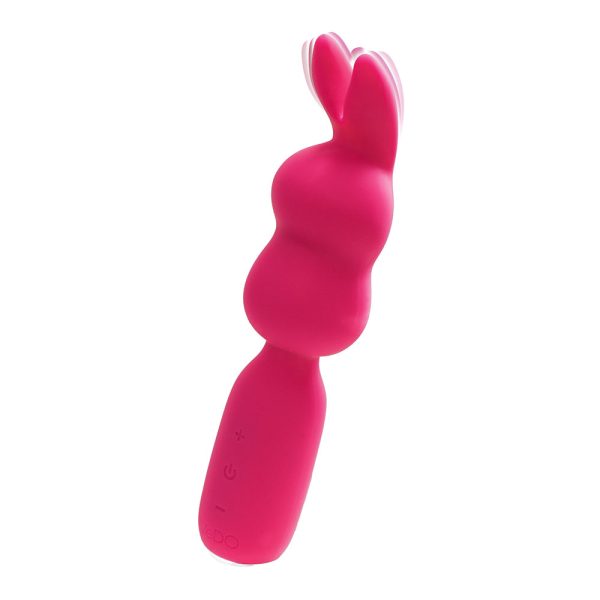 VeDO Hopper Bunny Rechargeable Silicone Mini Wand Vibrator Pink - Image 3