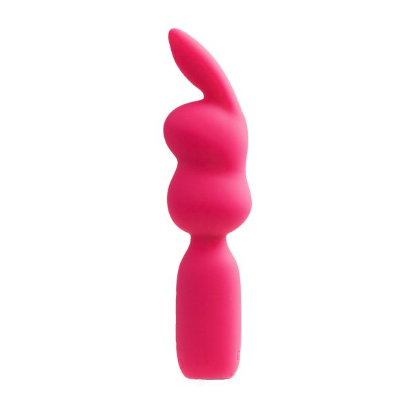 VeDO Hopper Bunny Rechargeable Silicone Mini Wand Vibrator Pink - Image 4