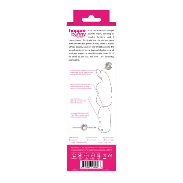 VeDO Hopper Bunny Rechargeable Silicone Mini Wand Vibrator Pink - Image 5