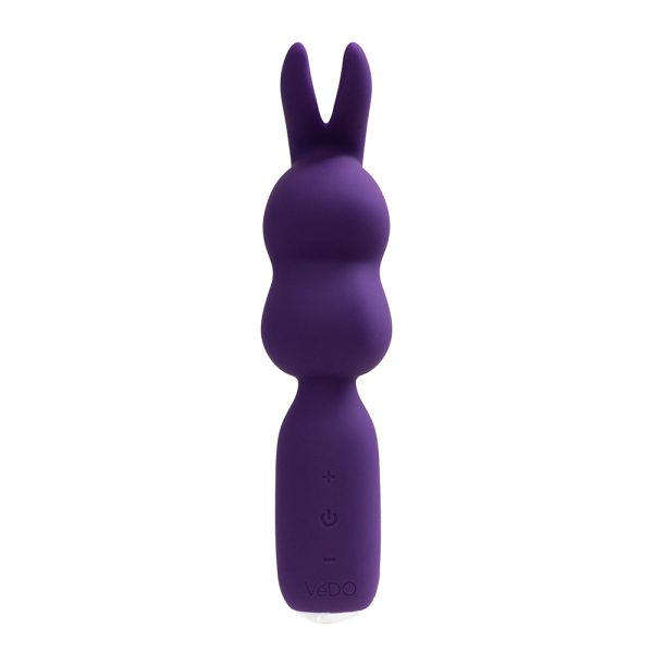 VeDO Hopper Bunny Rechargeable Silicone Mini Wand Vibrator Purple - Image 2