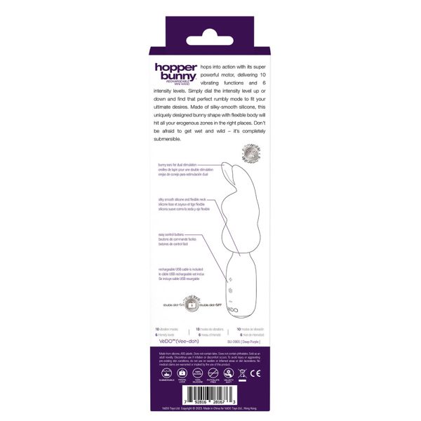 VeDO Hopper Bunny Rechargeable Silicone Mini Wand Vibrator Purple - Image 5
