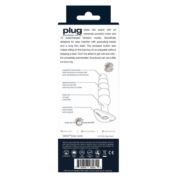 VeDO Plug Rechargeable Silicone Vibrating Anal Plug Black - Image 5