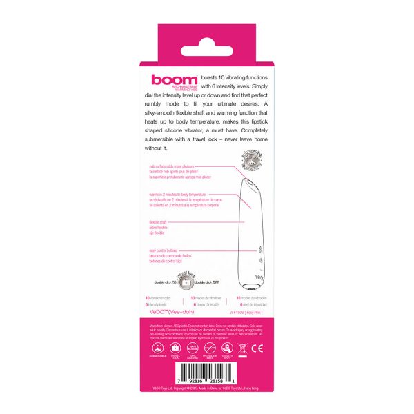 VeDO Boom Rechargeable Warming Silicone Slimline Vibrator Pink - Image 5
