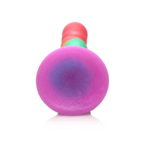 Simply Sweet Ribbed 6.5 in. Silicone Dildo Rainbow - Image 7