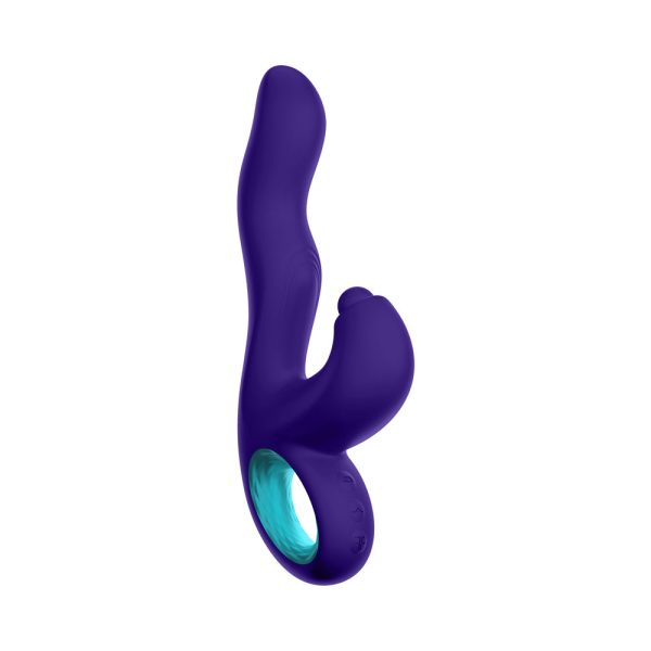 FemmeFunn Klio Rechargeable Silicone Triple Action Thumping Rabbit Vibrator Dark Purple - Image 4
