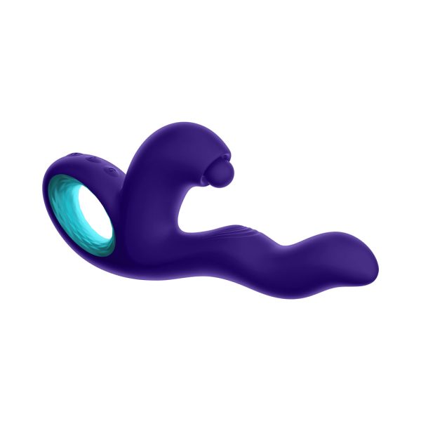 FemmeFunn Klio Rechargeable Silicone Triple Action Thumping Rabbit Vibrator Dark Purple - Image 7