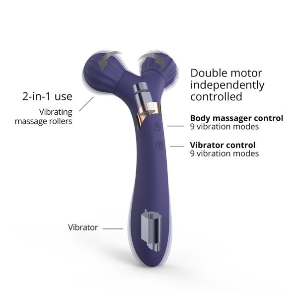 Love to Love Fireball Rechargeable Dual Ended Silicone Body Massager & Vibrator Midnight Indigo - Image 3