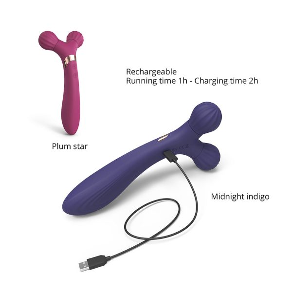 Love to Love Fireball Rechargeable Dual Ended Silicone Body Massager & Vibrator Midnight Indigo - Image 5