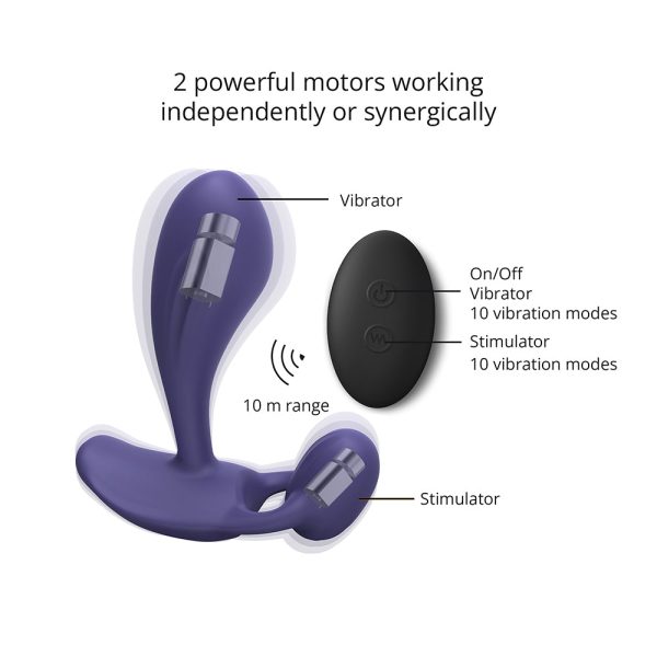Love to Love Witty Rechargeable Remote-Controlled Silicone P & G Vibrator Midnight Indigo - Image 5