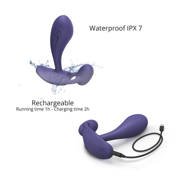 Love to Love Witty Rechargeable Remote-Controlled Silicone P & G Vibrator Midnight Indigo - Image 7