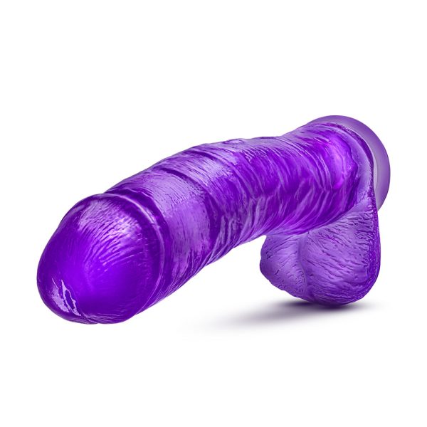 B Yours Plus Hefty n'' Hung 14 in. Dildo with Balls Purple - Image 4