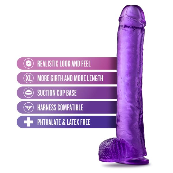 B Yours Plus Hefty n'' Hung 14 in. Dildo with Balls Purple - Image 5