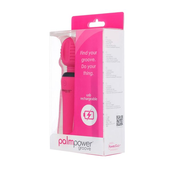 PalmPower Groove Rechargeable Silicone Mini Wand Massager Fuchsia - Image 2