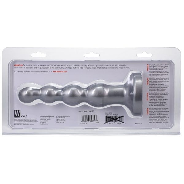 Tantus Ripple Large 8 in. Anal Beads Dildo Medium-Firm Silver - Image 2