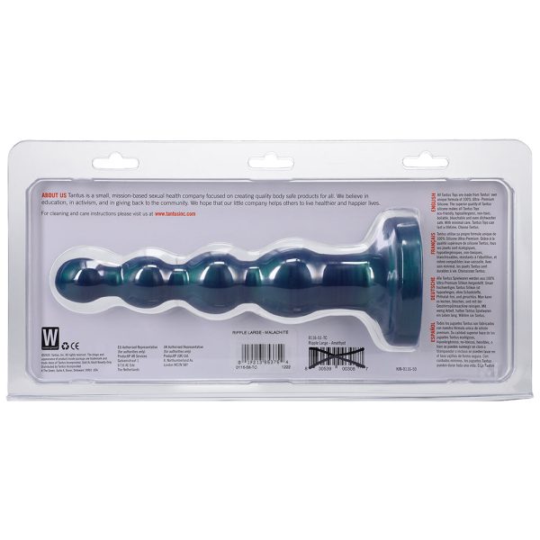 Tantus Ripple Large 8 in. Anal Beads Dildo Medium-Firm Malachite - Image 2