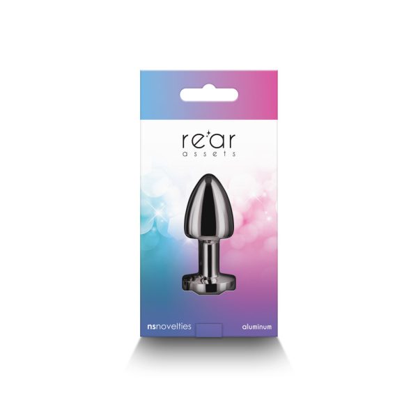 Rear Assets Petite Metal Anal Plug Gunmetal/Rainbow - Image 4