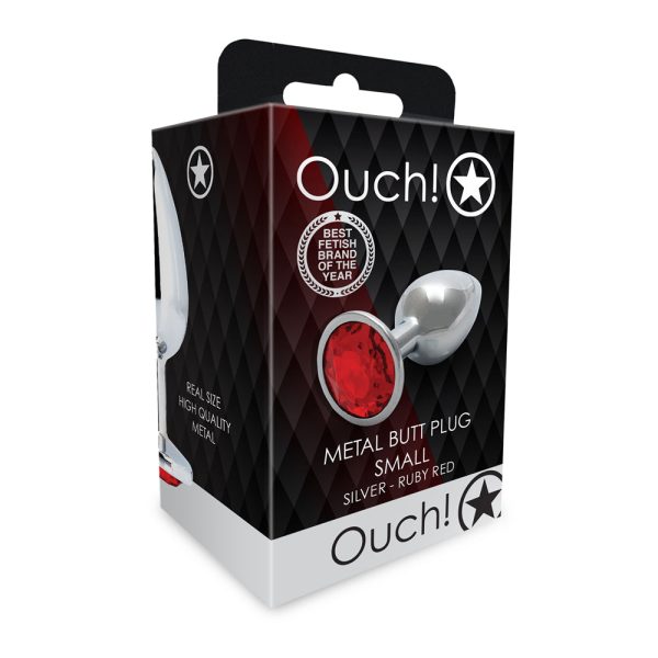 Ouch! Round Gem Butt Plug Small Silver/Ruby Red - Image 8