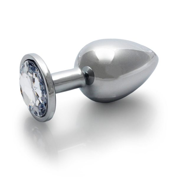 Ouch! Round Gem Butt Plug Large Silver/Diamond - Image 5