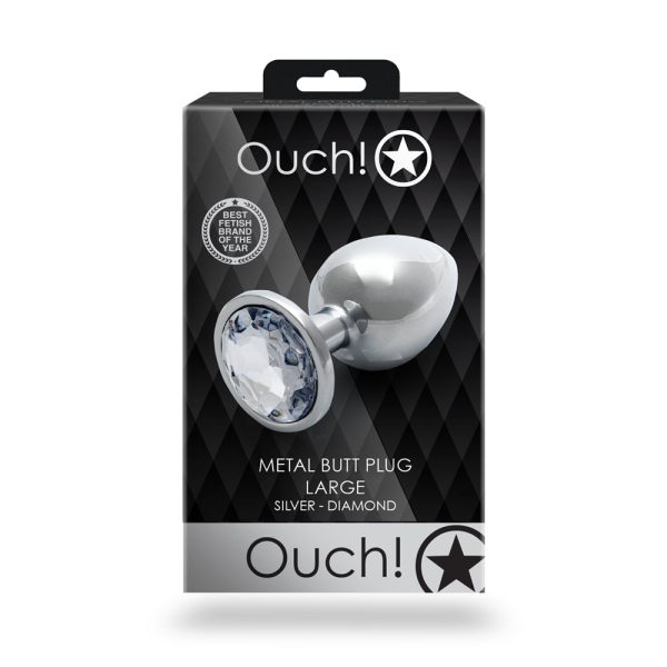 Ouch! Round Gem Butt Plug Large Silver/Diamond - Image 8