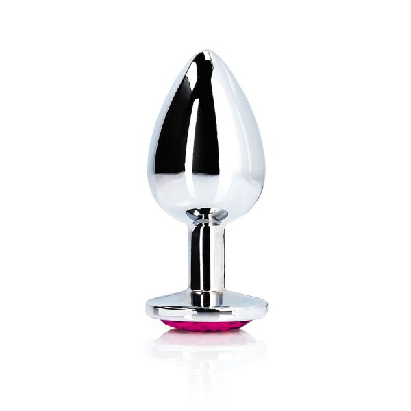 Ouch! Heart Gem Butt Plug Small Silver/Rubellite Pink - Image 2