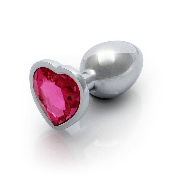 Ouch! Heart Gem Butt Plug Small Silver/Rubellite Pink - Image 4