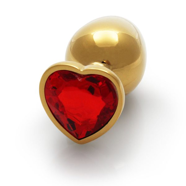 Ouch! Heart Gem Butt Plug Large Gold/Ruby Red - Image 6