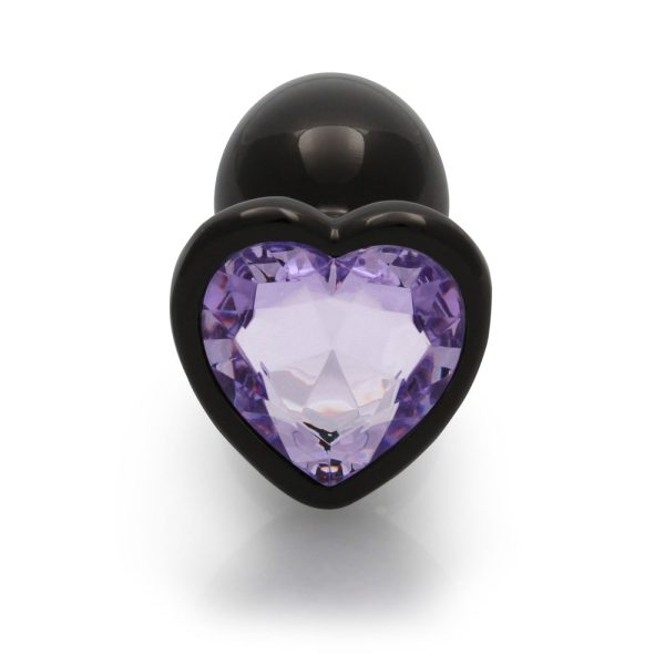 Ouch! Heart Gem Butt Plug Small Gunmetal/Amethyst - Image 5