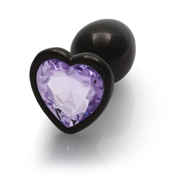 Ouch! Heart Gem Butt Plug Small Gunmetal/Amethyst - Image 6
