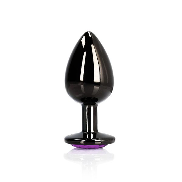 Ouch! Heart Gem Butt Plug Medium Gunmetal/Amethyst - Image 2