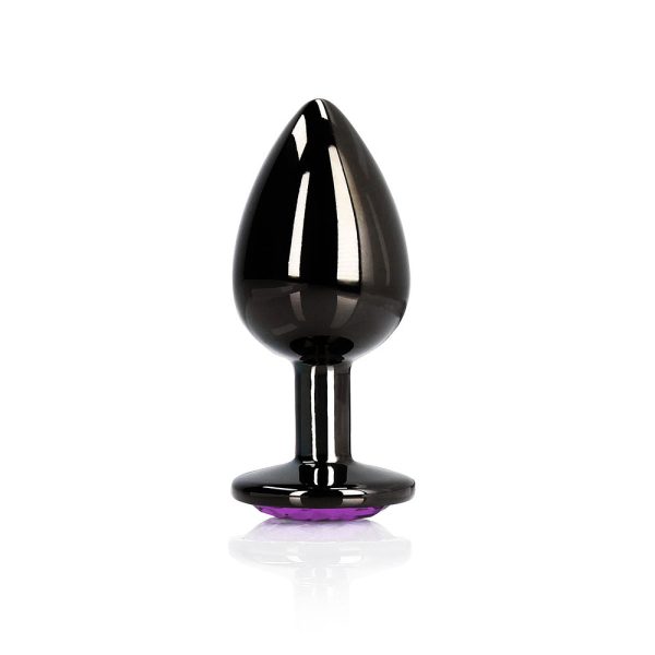 Ouch! Heart Gem Butt Plug Large Gunmetal/Amethyst - Image 2