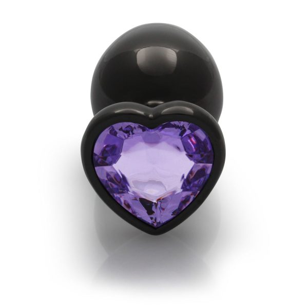 Ouch! Heart Gem Butt Plug Large Gunmetal/Amethyst - Image 5