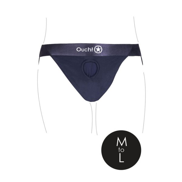 Ouch! Vibrating Strap-on Panty Harness with Open Back Black M/L - Image 5