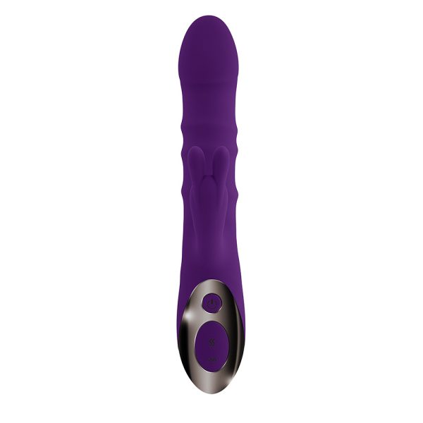 Playboy Hop To It Rechargeable Thrusting Silicone Dual Stimulation Vibrator Acai - Image 2