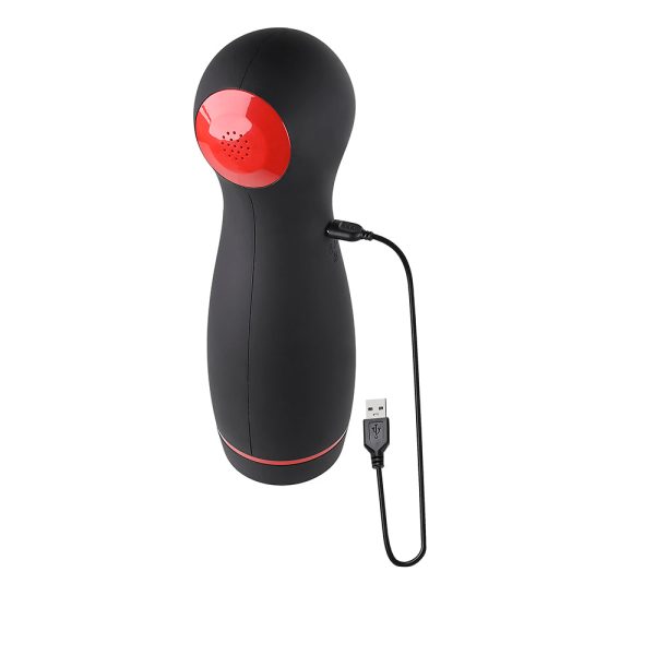 Zero Tolerance Tight Squeeze Rechargeable Vibrating Squeezing Talking Stroker TPE Black/Red - Image 9
