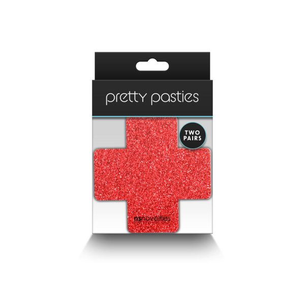 Pretty Pasties Glitter Cross Red/Silver 2 Pair - Image 3