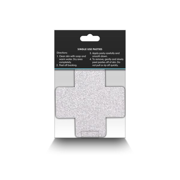 Pretty Pasties Glitter Cross Red/Silver 2 Pair - Image 4