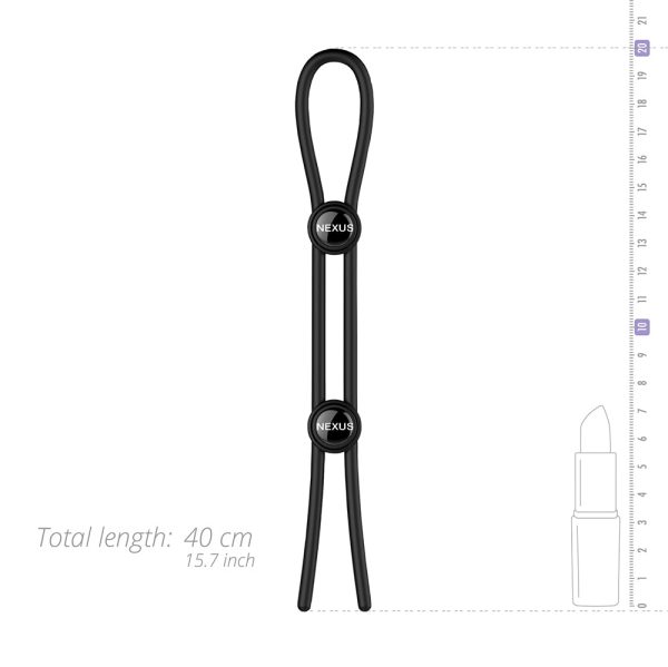Nexus Forge Adjustable Silicone Cock and Ball Lasso Ring Black - Image 4