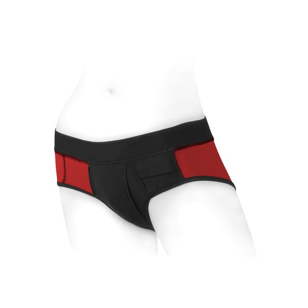 SpareParts Tomboi Nylon Briefs Harness Red/Black Size XXS - Image 4