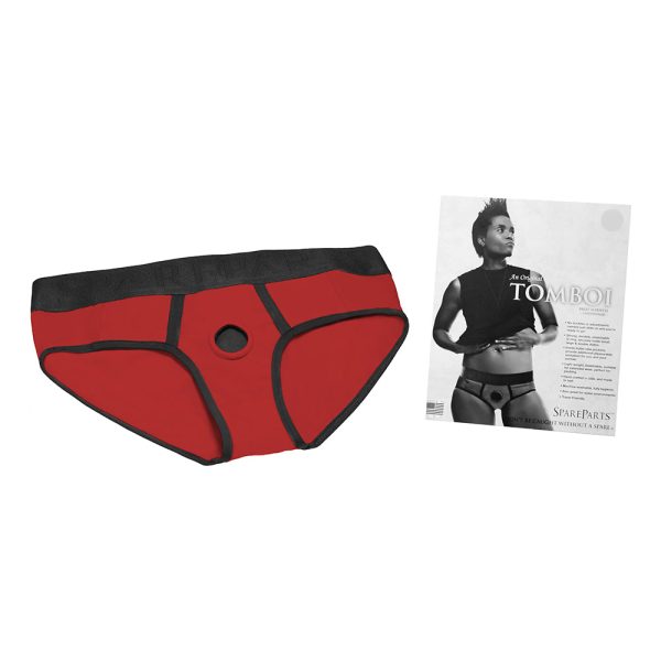 SpareParts Tomboi Nylon Briefs Harness Red/Black Size XS - Image 7