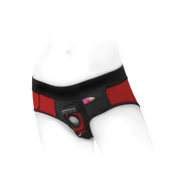 SpareParts Tomboi Nylon Briefs Harness Red/Black Size M - Image 5