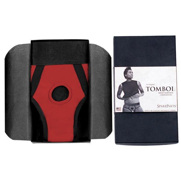 SpareParts Tomboi Nylon Briefs Harness Red/Black Size XL - Image 8