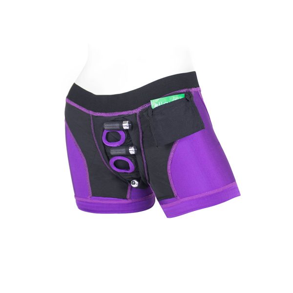 SpareParts Tomboii Nylon Boxer Briefs Harness Purple/Black Size M - Image 6