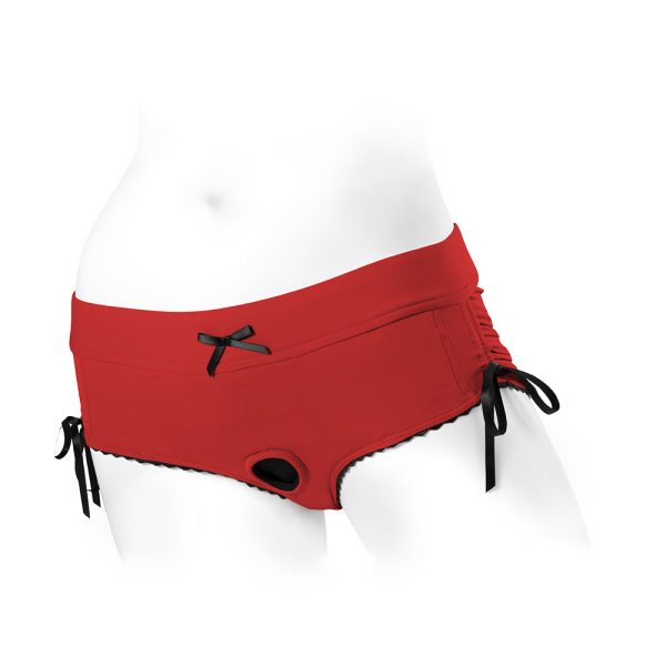 SpareParts Sasha Cinch Booty Short Harness Red/Black Size S - Image 2