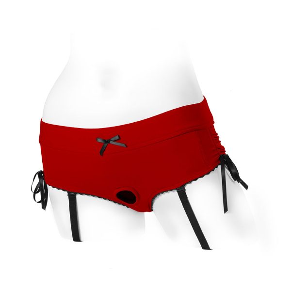 SpareParts Sasha Cinch Booty Short Harness Red/Black Size S - Image 3